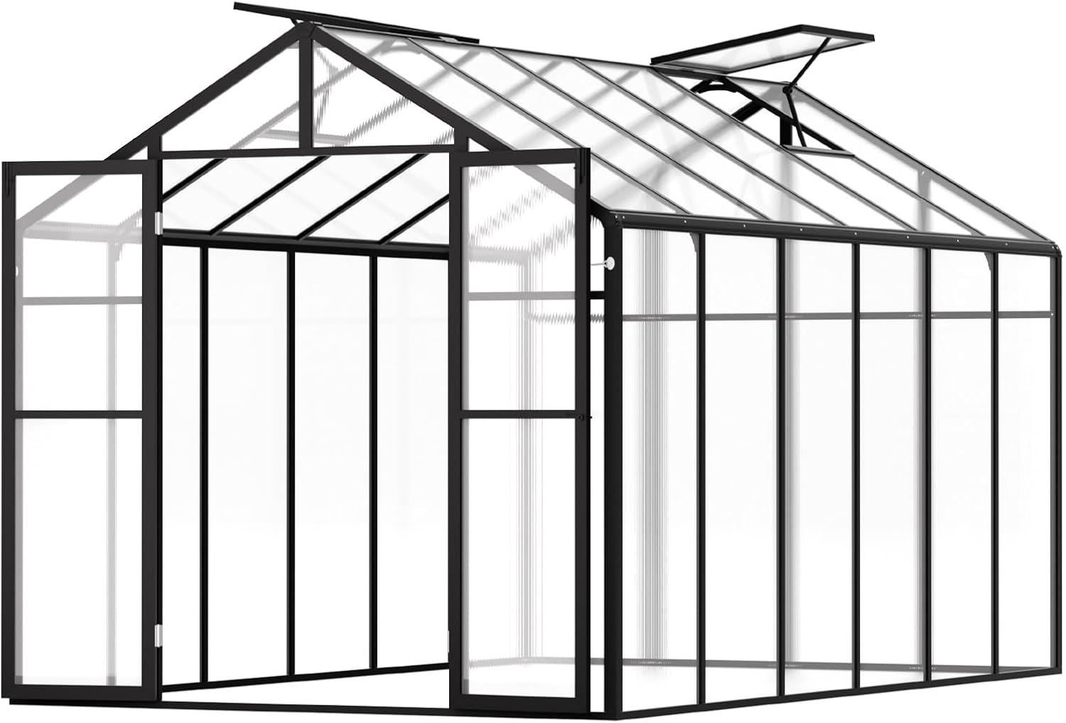 VEVOR Polycarbonate Greenhouse, 8 x 12 Ft, Outdoor Greenhouse with 2 Vent Windows, Pavilion Styled with Hinged Door, Aluminum Large Walk-in Greenhouse Kit for Outside Garden Backyard
