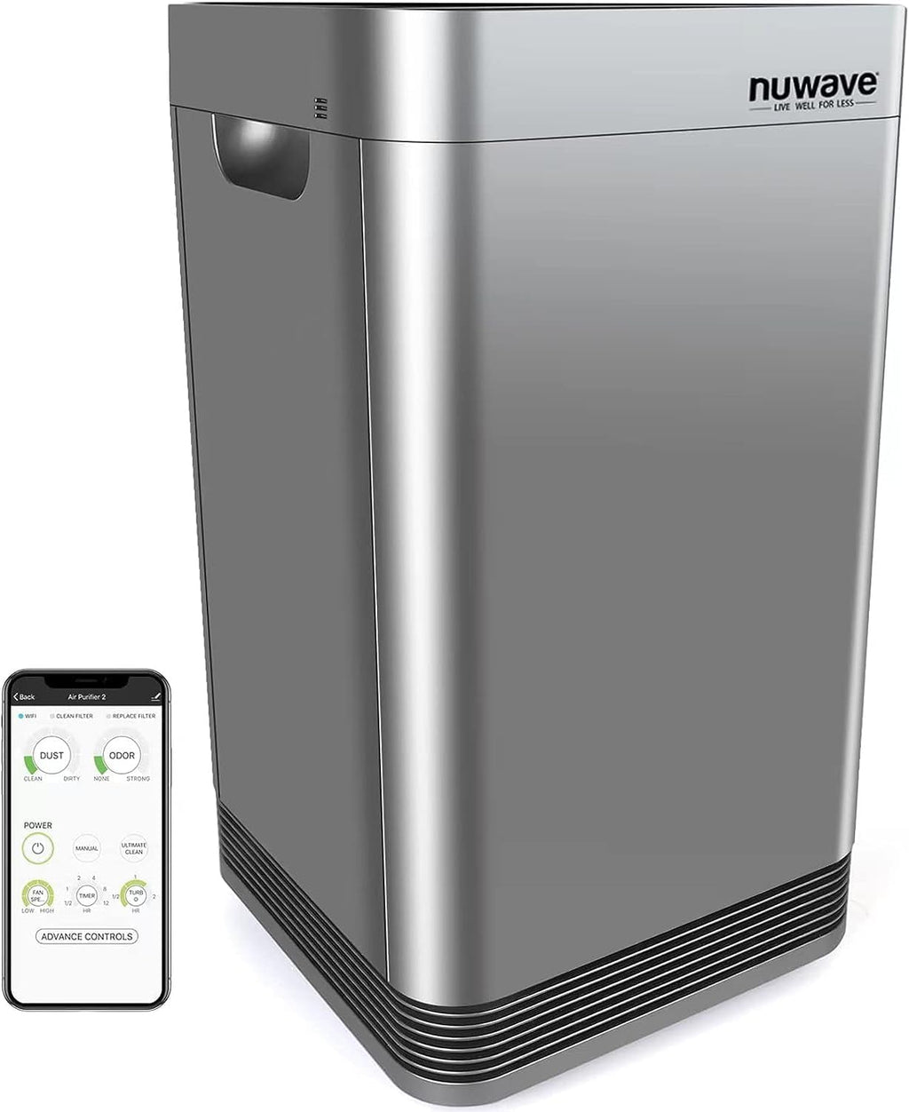 Nuwave OxyPure Ultra Clean Air Purifiers for Extra Large Room, Office, 5 Stage Filtration System with 4 Extra True HEPA Filters, Remove up to 100% of Dust, Pet Hair, Odors, Pollen, VOCs, Smart Wifi