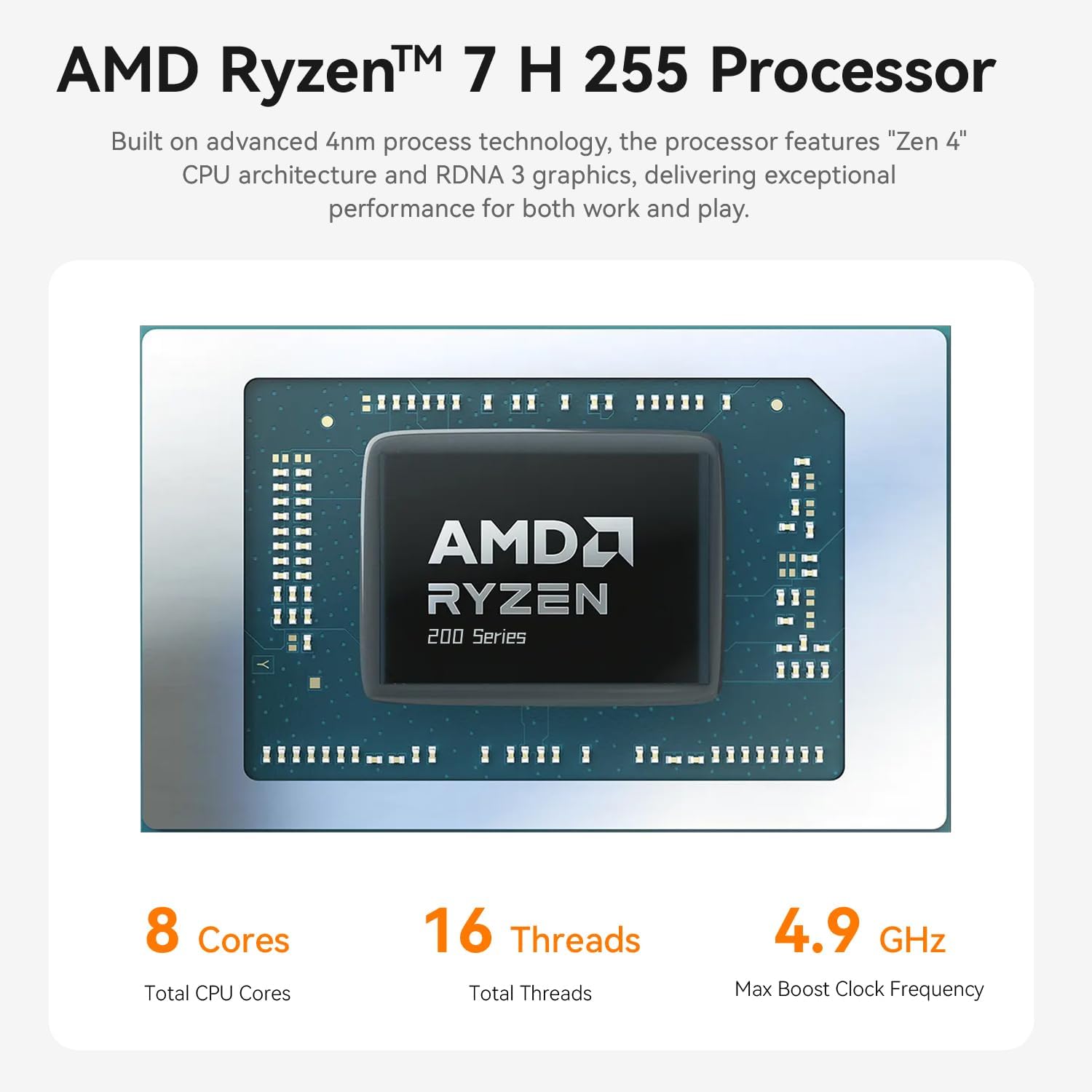 Beelink SER9 AI Mini PC, AMD Ryzen 7 H 255(8C/16T,4.9GHz), 32G LPDDR5X 1TB PCIe4.0 x4 SSD, Mini Computer AMD Radeon 780M Triple Display/USB4/WiFi6/BT5.2/2.5G/Home/Office/W11