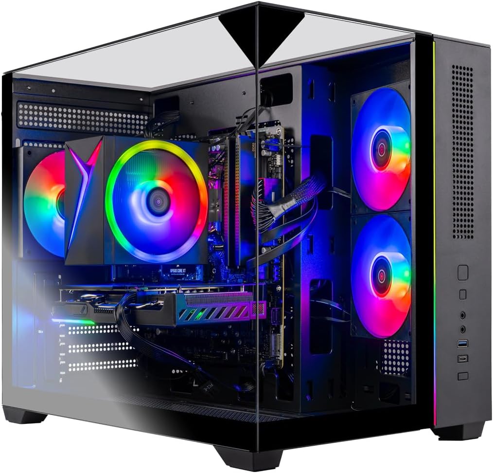 Skytech Gaming Crystal Desktop PC, Ryzen 7 7700 3.8 GHz (5.3GHz Turbo), NVIDIA RTX 5060, 1TB NVMe SSD, 16GB DDR5 RAM 6000, 650W Gold PSU, Wi-Fi, Win 11