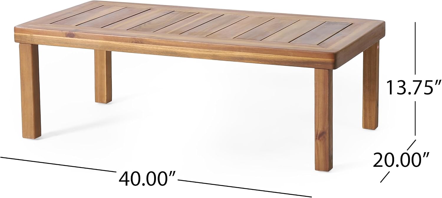 Merax Outdoor Acacia Wood Loveseat and Coffee Table Patio Conversation Set with Cushions for Backyard