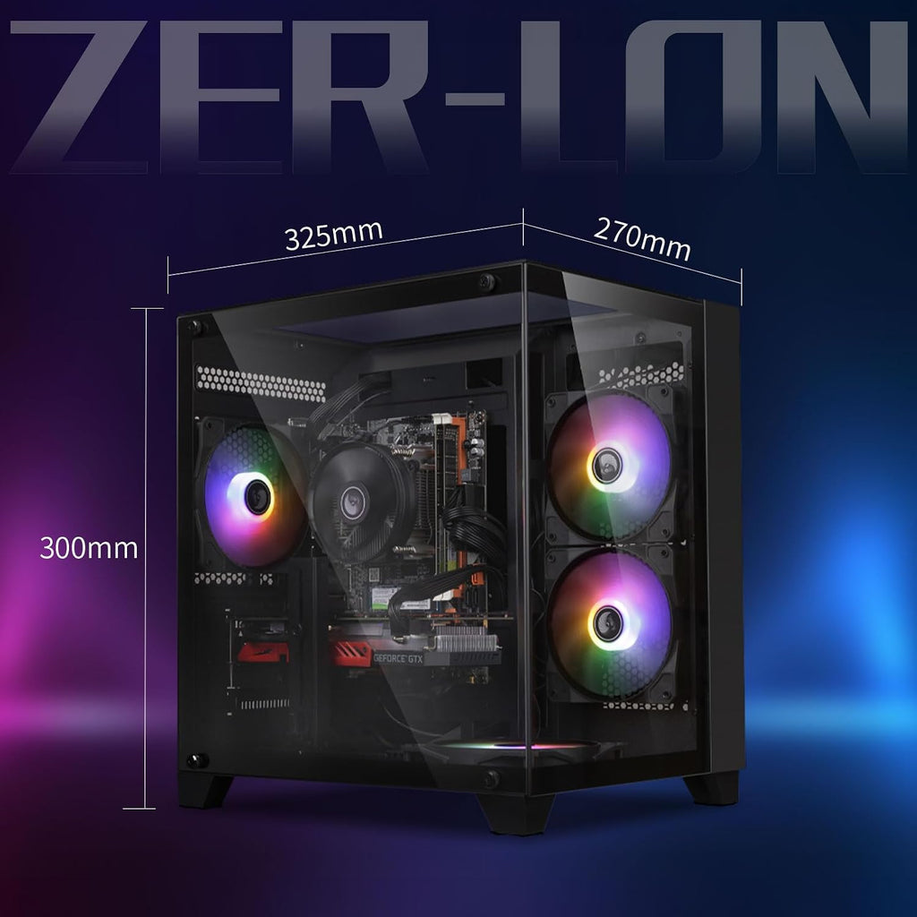 ZER-LON Prebuilt Gaming PC Desktop, Ryzen 5 6Cores up to 4.2GHz, Radeon RX 590 8GB Graphics Card, 16G DDR4 RAM, 512GB SSD, WiFi RGB Fan x5