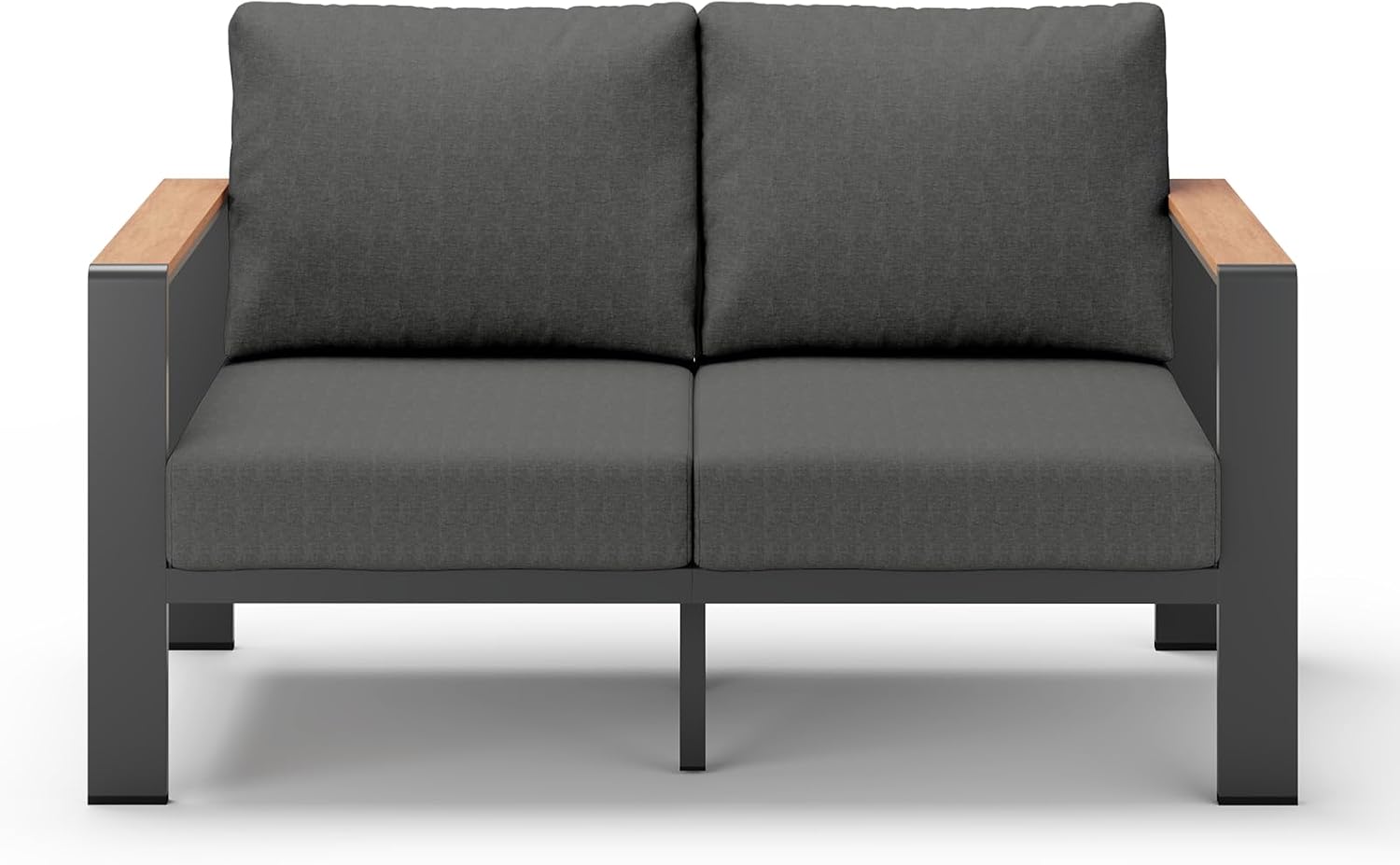 Aluminum Outdoor Patio Furniture Loveseat, All-Weather Patio Conversation Sets with Washable Thick Cushion, Morden Patio Furniture Set for Porch, Balcony, Deck, Yard, Graphite