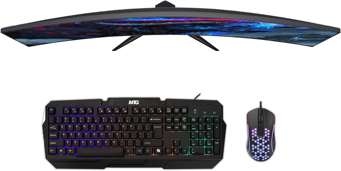 HP G3 Gaming Desktop PC Bundle with Core i7 32GB RAM 1TB SSD 24 inch Curved Monitor RTX 3060 Graphics RGB Keyboard with AI-Enabled Copilot Key Mouse Headphones Webcam Windows 11(Renewed)