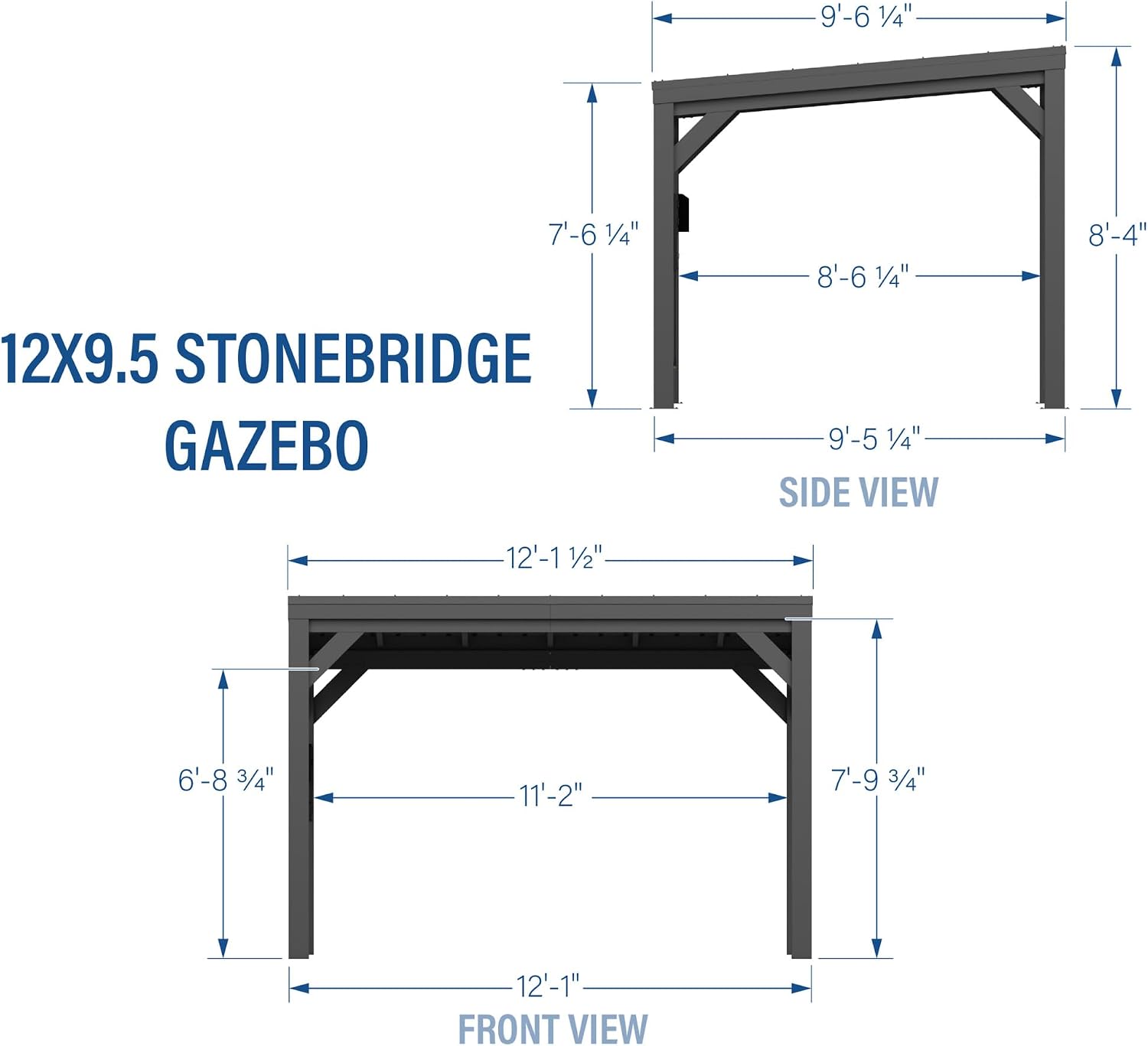 Backyard Discovery Stonebridge 12' x 9.5' Galvanized Steel Outdoor Gazebo Pavilion with Hardtop Slope Roof, Snow Load Support, Wind Resistance, PowerPort, Shade for Garden, Patio, Deck, Entertaining