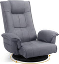 Ergonomic Swivel Floor Gaming Chair with Armrests & Side Pockets, 6-Position Reclining Sofa Bed, Foldable Padded Lounger with Thick Cushion & Lumbar Support for Esports, Reading, TV Watching (Grey)