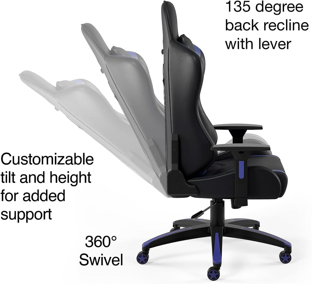 Staples Emerge Vartan Gaming Chair, Ergonomic, Adjustable Height, Swivel, Black, 2-Pack
