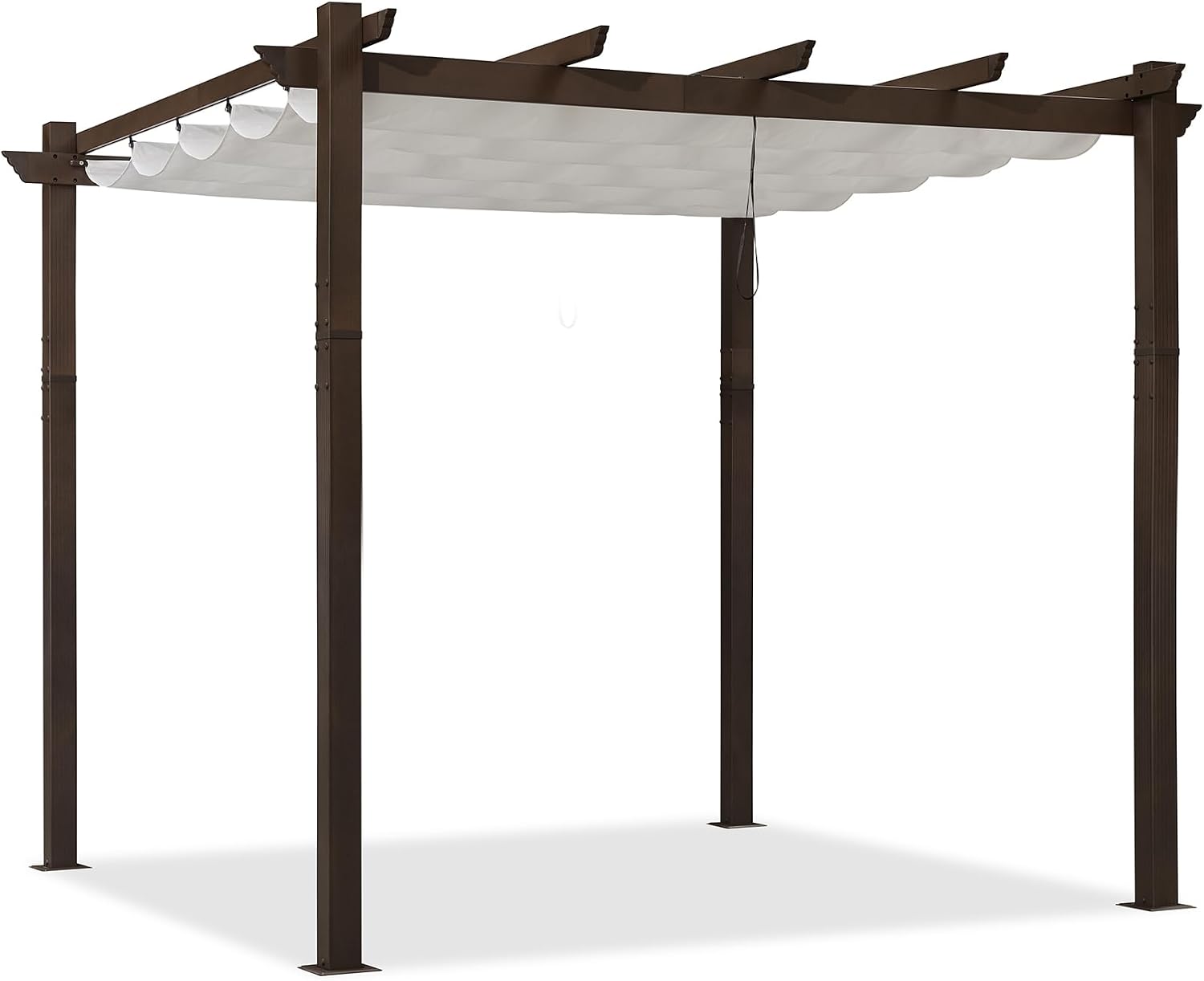 PURPLE LEAF Pergola 10' X 10' Outdoor Retractable Metal Pergola with Canopy Patio Shade for Garden Yard Pavilion Grill for Beach Deck Gazebo, White