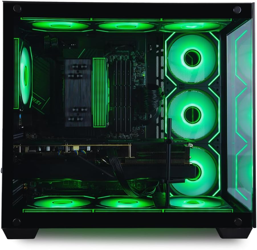 Panorama XL RTX 5090, Ryzen 7 9700F, 32GB DDR5 RAM, 2TB NVMe Gen4 SSD, Prebuilt Gaming Desktop PC w/Windows 11 Pro, 3-Year Warranty, RGB Gamer Keyboard+Mouse, Internal Wi-Fi 7, 3X DP, HDMI & RJ-45