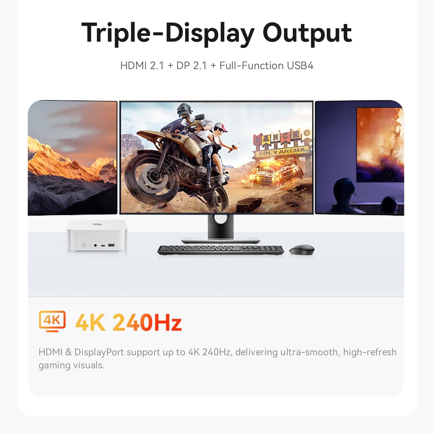 Beelink SER9 MAX Mini PC, AMD Ryzen 7 H 255(4nm, 8C/16T) up to 4.9GHz, Mini Computer 64GB DDR5 RAM 1TB M.2 NVME SSD, Desktop PC 4K@240Hz Triple Display/USB4/WiFi6/BT5.2/10Gbps/W-11 Pro