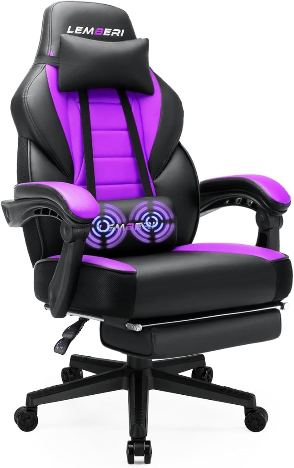 LEMBERI Gaming Chairs for Adults,Ergonomic Video Game Chairs with footrest,Big and Tall Gaming Chair 400lb Weight Capacity, Racing Style Gaming Computer Gamer Chair with Headrest and Lumbar Support