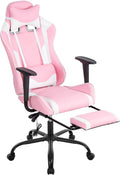 BestOffice Women's Pink Faux Leather PC Gaming Chair with Lumbar Support, Swivel and Adjustable Armrests