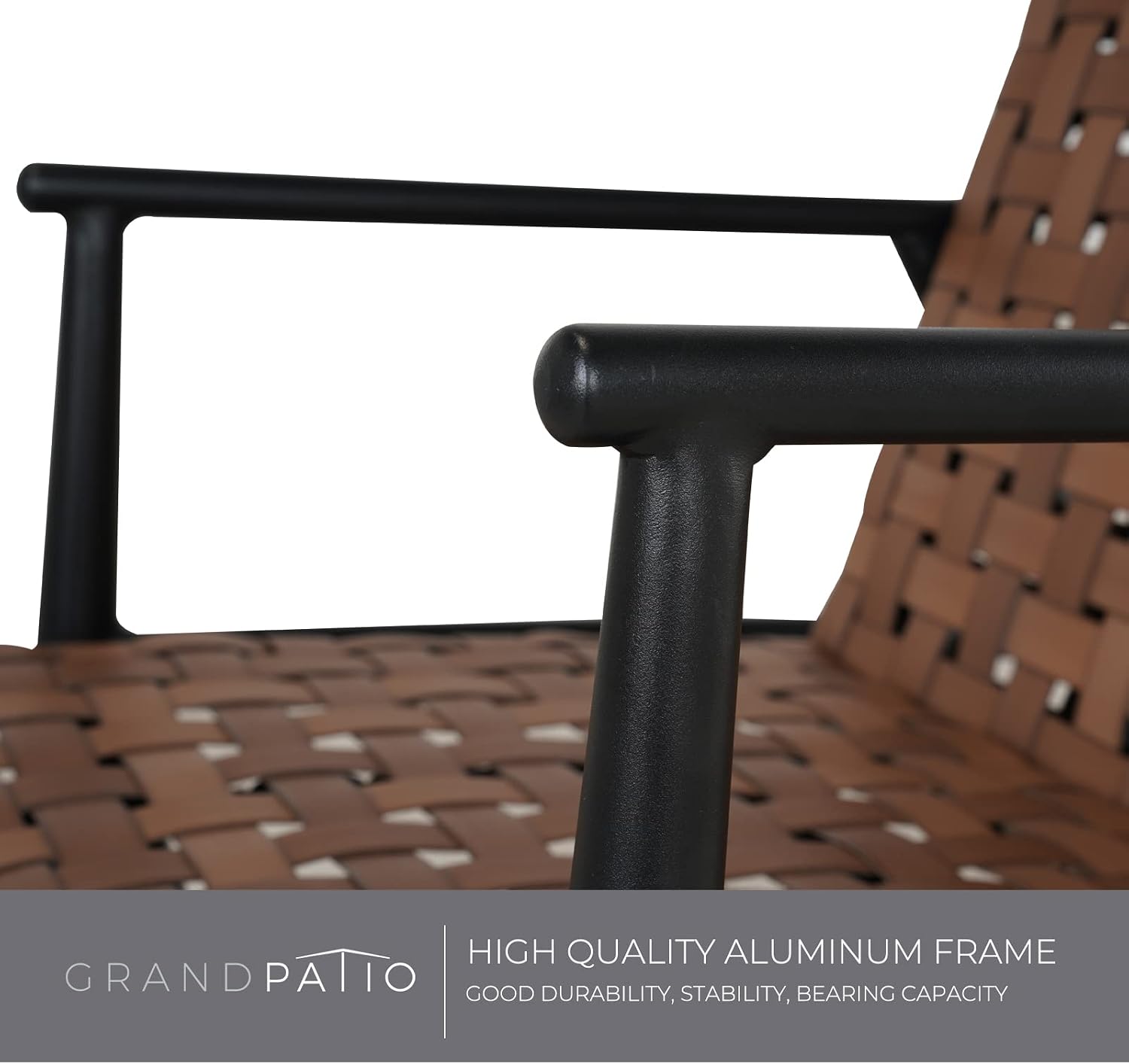 Grand patio 4 Pieces Outdoor Furniture Set, Leather-Look Patio Conversation Set, Vintage Brown Wicker Chairs Loveseat and 1 Coffee Table, Patio Furniture for Garden, Backyard, Porch
