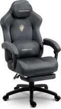 Dowinx Big and Tall Gaming Chair, Suede Fabric Game Chair with Pocket Spring Cushion, High Back Gamer Chair Ergonomic with Footrest for Adults Office, 440LBS, Grey