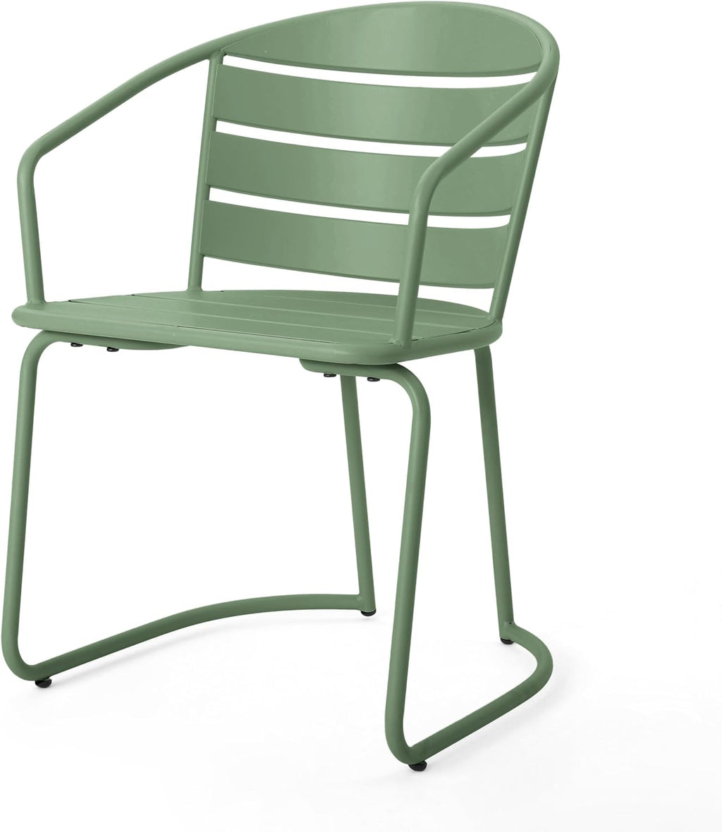 Christopher Knight Home Adley Outdoor Bistro Set, 3-Piece Bistro Table and Chair Set of 2, Patio Furniture Set with Iron Frame, Outdoor Bistro Dining Set, Poolside/Garden Cafeteria, Matte Dark Green