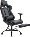 BestOffice Office Chair PC Gaming Chair Ergonomic Desk Chair Executive PU Leather Computer Chair Lumbar Support with Footrest Modern Task Rolling Swivel Racing Chair for Women&Men, Black