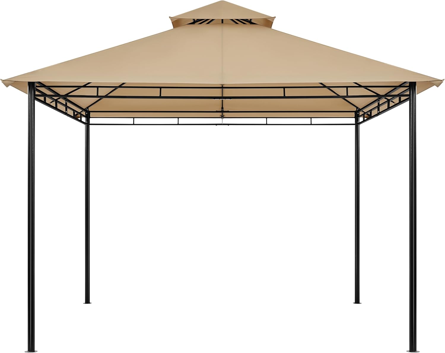Yaheetech Gazebo for Patios - 11x11ft Outdoor Powder-Coated Steel Frame Gazebo, Double Roofs Grill Shelters BBQ Pavilion for Lawn/Backyard/Garden/Deck, Khaki