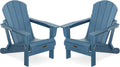 SERWALL Foldable Adirondack Chair Set of 2 for Patio Garden Outdoors Fire Pit-Blue