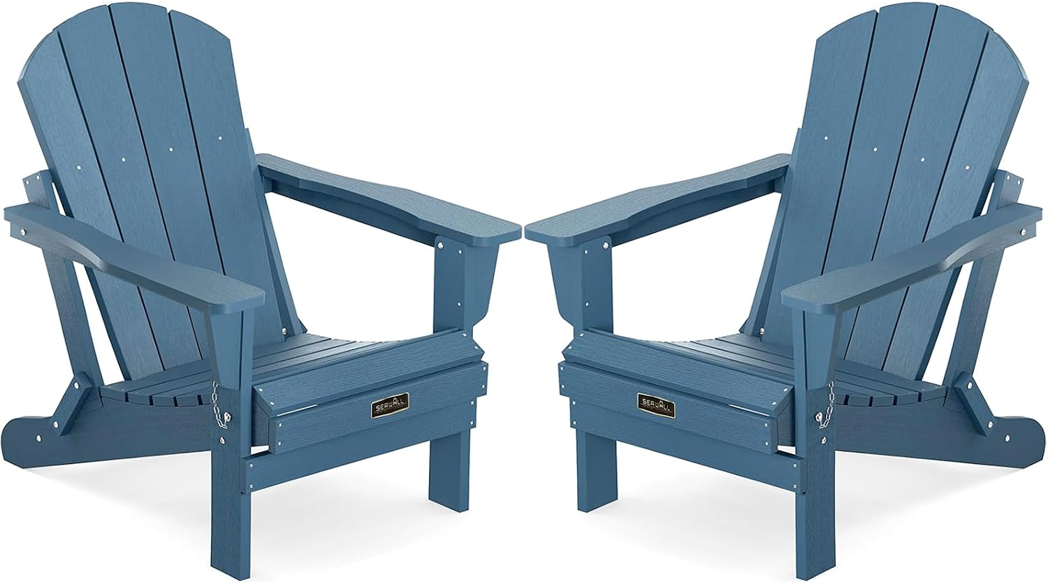 SERWALL Foldable Adirondack Chair Set of 2 for Patio Garden Outdoors Fire Pit-Blue