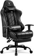 Gaming Chair with Footrest, Ergonomic High-Back PU Leather Computer Chair with 3D Adjustable Armrests, Headrest and Lumbar Support, Office Desk Chair with Diamond Stitching for Adults & Teen