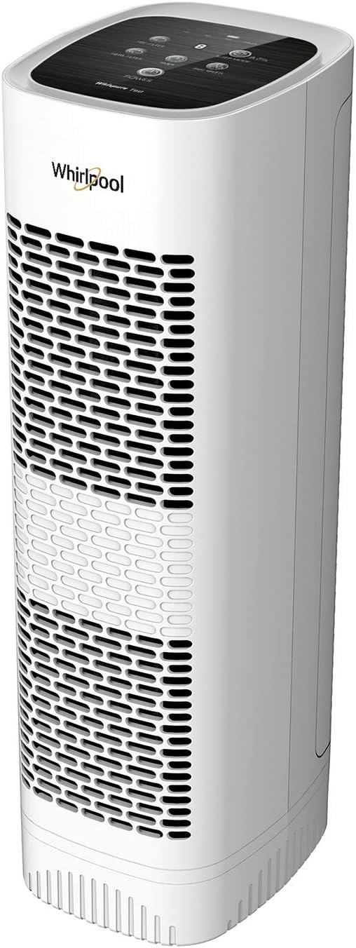 Whirlpool WPT80P Whispure True Hepa Air Purifier, Activated Carbon Advanced Anti-Bacteria, Ideal for Wildfire, Allergies, Odors, Pet Dander, Mold, Smoke and Germs, Large, White