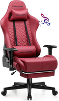 GTPLAYER Gaming Chair, Computer Chair with Bluetooth Speakers, High Back Ergonomic Office Chair Desk Chair with Lumbar Support, Height Adjustable Game Chair with Footrest 330LBS, WineRed
