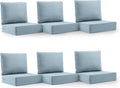 6' Thick Outdoor Cushion, 24*24*6' Patio Furniture Cushions with Waterproof Patio Furniture Cushions with Removable Cover, 28D High Density Patio Cushion for Outdoor Furniture, Baby Blue-6pcs