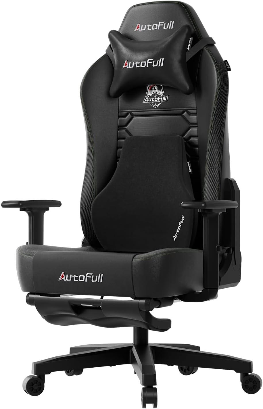 AutoFull C3 Gaming Chair, Racing Style Gaming Chair with Ergonomic Lumbar Support,Adjustable High Back Velvet Material PC Chair with Footrest,Black