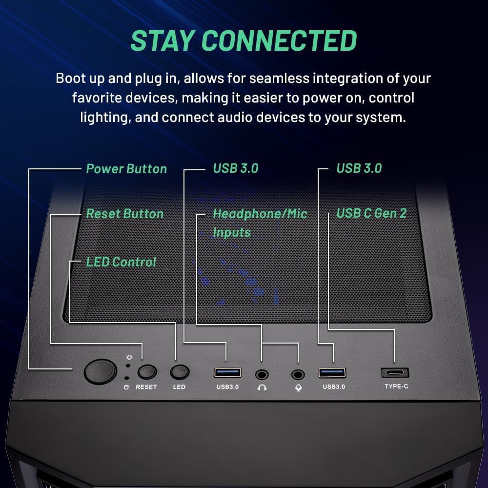 Skytech Gaming Shadow Gaming PC, AMD Ryzen 7 7700X 4.5GHz, NVIDIA RTX 5060, 1TB Gen4 NVMe SSD, 32GB DDR5 RAM 5600, 650W Gold PSU, Wi-Fi, Win 11, Desktop