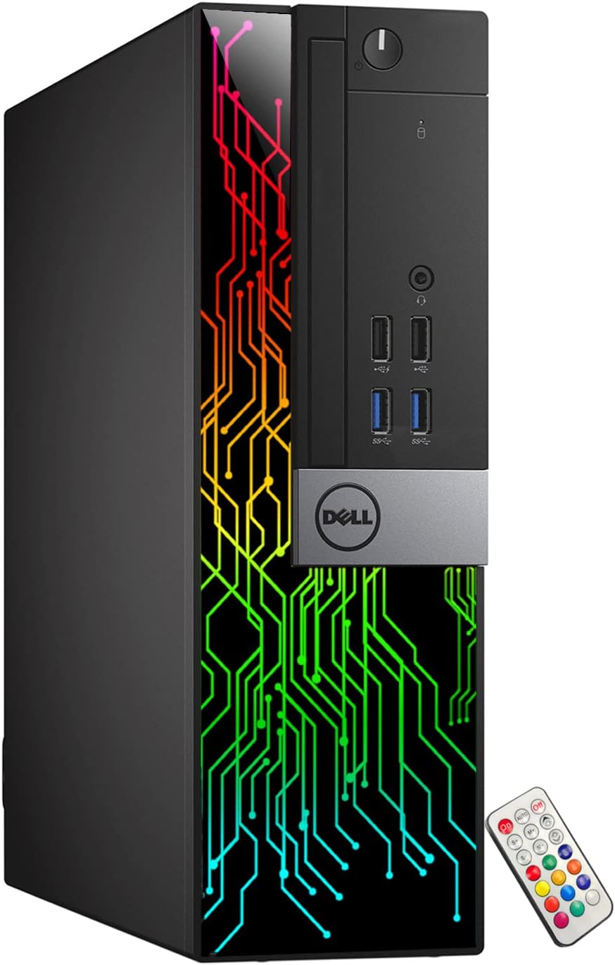 Dell Custom RGB Lights PC with 22 Inch Monitor OptiPlex Desktop Computer i5 6500 8GB RAM 256GB SSD Windows 11 Pro WiFi HDMI (Renewed)