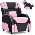 Giantex Kids Recliner, Gaming Recliner Chair with Footrest, Headrest & Lumbar Support, Ergonomic Leather Lounge Chair Toddler Furniture, Adjustable Racing Style Recliner Sofa for Boys Girls, Pink