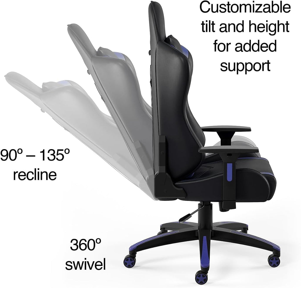 STAPLES Emerge Vartan Gaming Chair, Ergonomic, Adjustable Height, Swivel, Blue