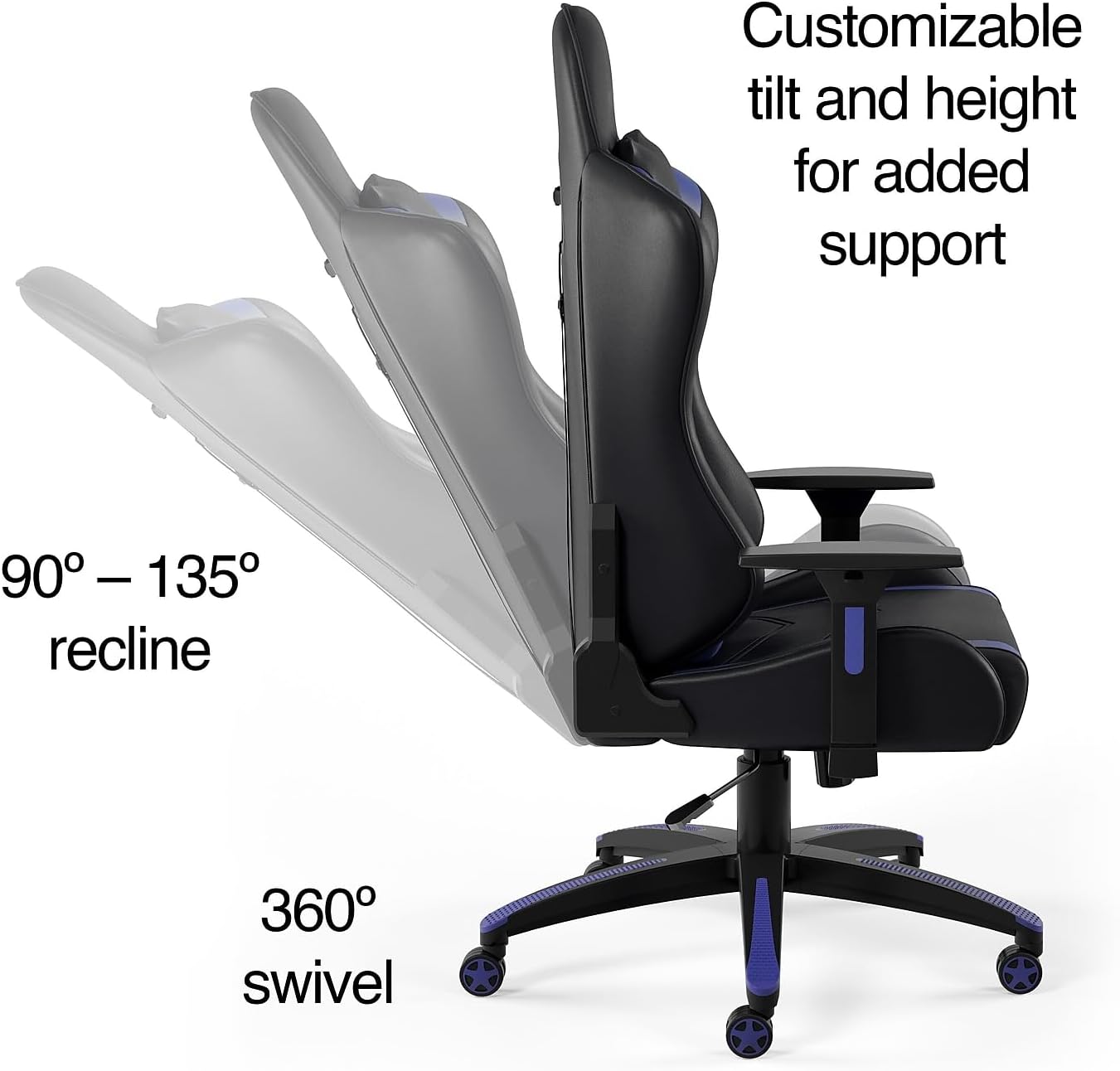 STAPLES Emerge Vartan Gaming Chair, Ergonomic, Adjustable Height, Swivel, Blue
