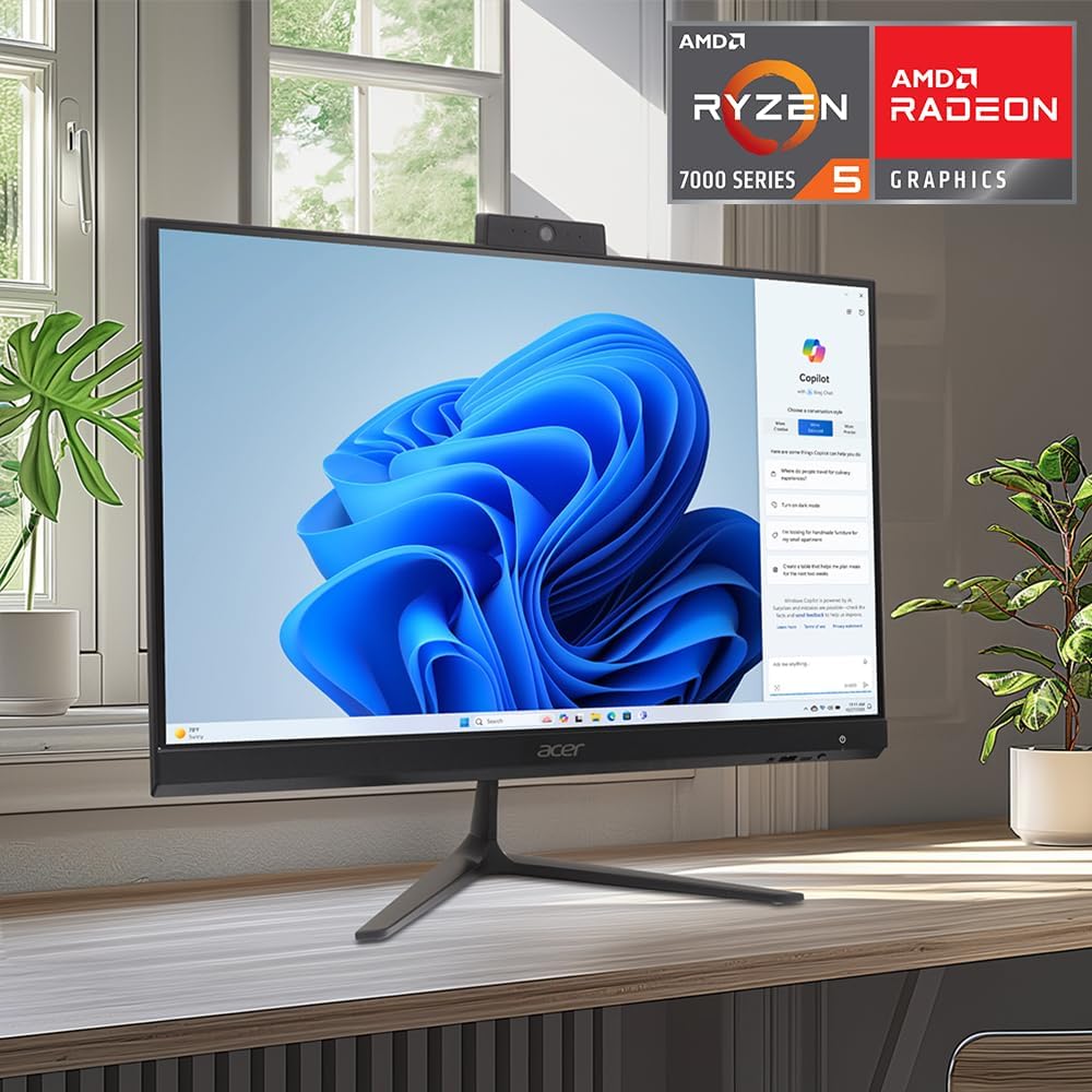 acer Aspire C24 AIO Desktop | 23.8' Full HD IPS 120Hz Display | AMD Ryzen 5 7430U Hexa-Core Processor | AMD Radeon Graphics | 16GB DDR4 | 512GB SSD | Wi-Fi 6E | USB Keyboard & Mouse | C24-2G-UR15