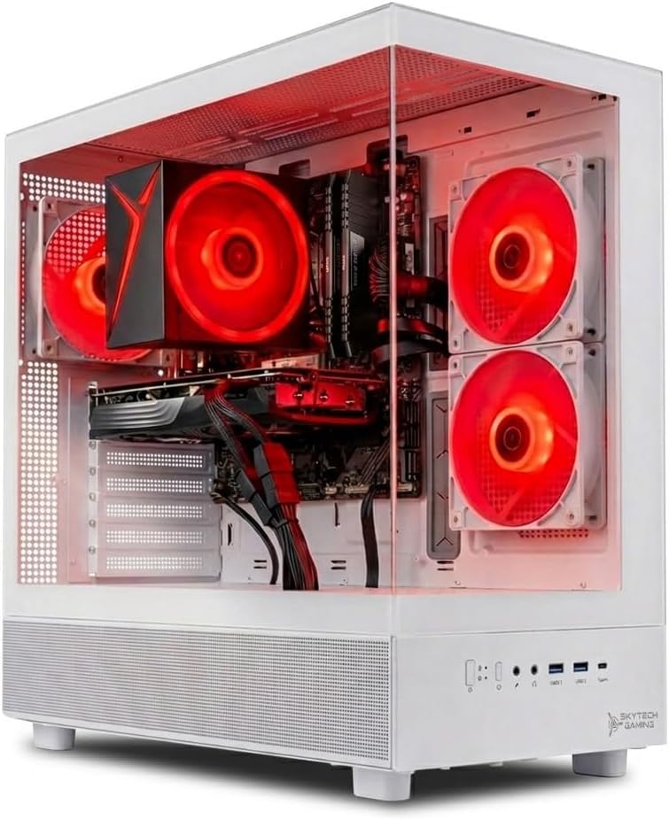 Skytech Gaming Azure 3 Desktop PC, Ryzen 7 7700 3.8 GHz (5.3GHz Turbo), NVIDIA RTX 5060 Ti 16GB, 1TB NVMe SSD, 16GB DDR5 RAM 6000, 650W Gold PSU, Wi-Fi, Win 11