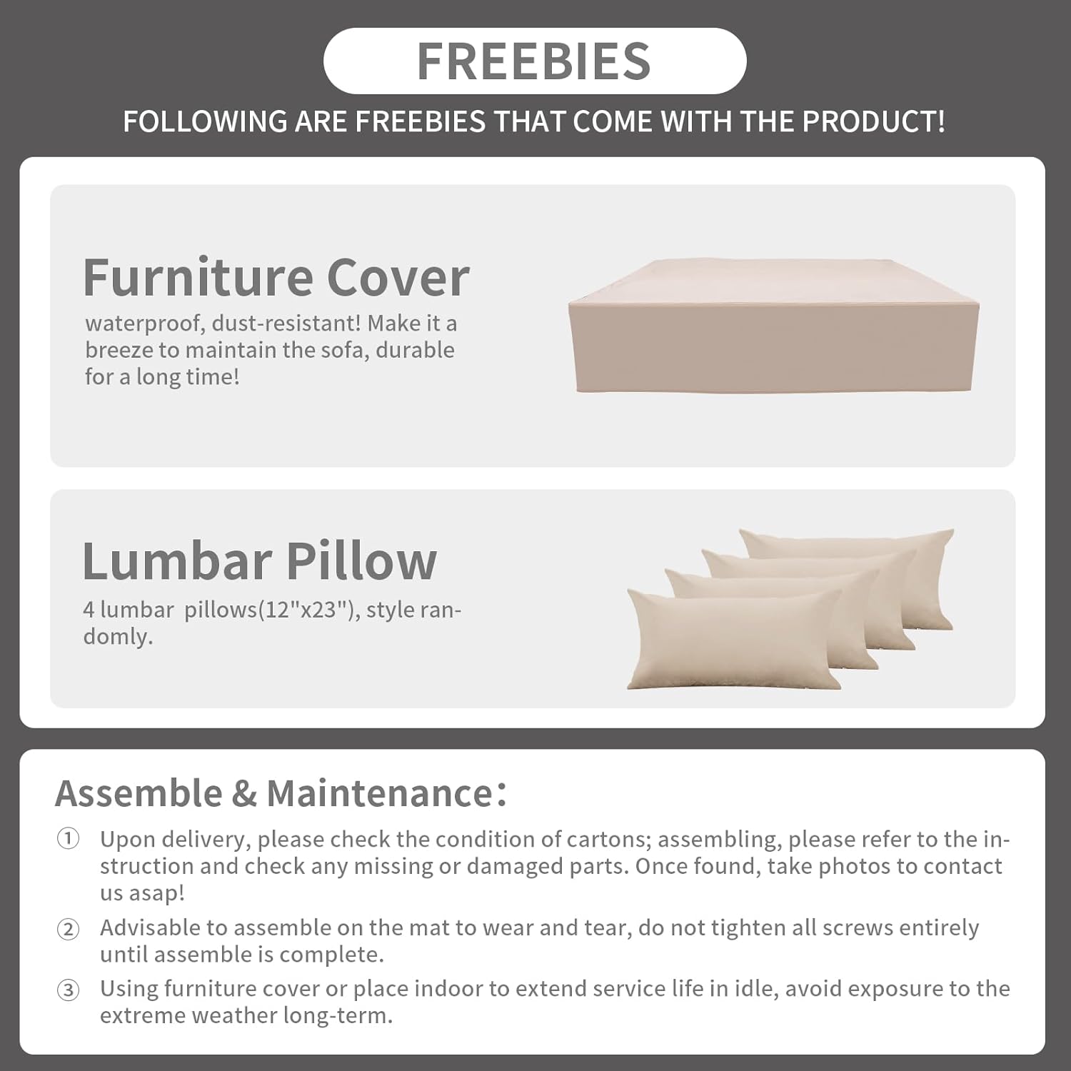 Rattaner 9 Pieces Outdoor Sectional All-Weather Wicker Patio Furniture Set Patio Sectional Glass Patio Table Non-Slip Cushions and Waterproof Covers, Khaki