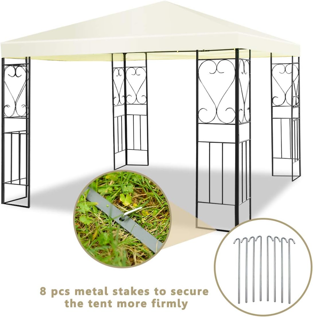 Tangkula 10x10 Ft Patio Gazebo, Outdoor Steel Gazebo with Water-Resistant Canopy, Patio Sun Pavilion Shelter with 100 Square Feet of Shade for Garden, Backyard, Deck Beige