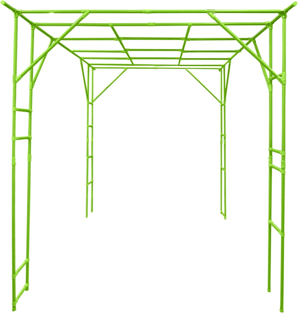 118'' L x 78.5'' W x 90.5'' H Large Outdoor Garden Arch Trellis for Climbing Plants, Grape Arbor Rack Pergola Plastic-Coated Steel Cane Frame for Courtyard and Garden Decoration of Pavilions (Green)