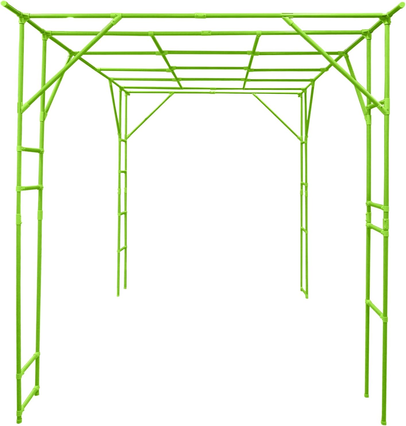 118'' L x 78.5'' W x 90.5'' H Large Outdoor Garden Arch Trellis for Climbing Plants, Grape Arbor Rack Pergola Plastic-Coated Steel Cane Frame for Courtyard and Garden Decoration of Pavilions (Green)