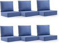 6' Thick Outdoor Cushion, 24*24*6' Patio Furniture Cushions with Waterproof Patio Furniture Cushions with Removable Cover, 28D High Density Patio Cushion for Outdoor Furniture, Blue-6pcs