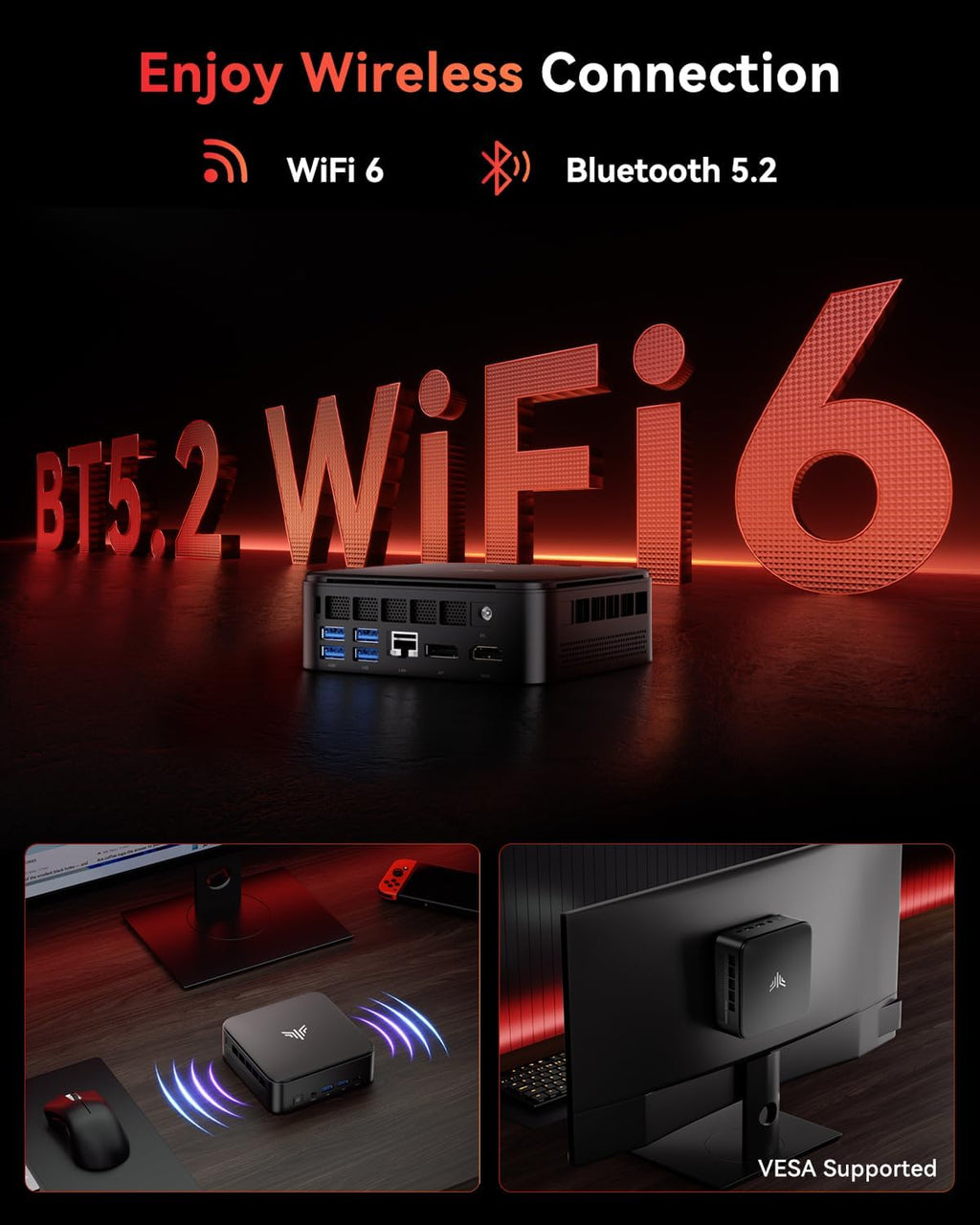 KAMRUI Gaming PC with 7430U, 32GB RAM 512GB M.2 SSD Mini PC, Mini Gaming Computer with 6 USB-A, USB-C, HDMI, DP, Triple 4K, WiFi 6, BT 5.2