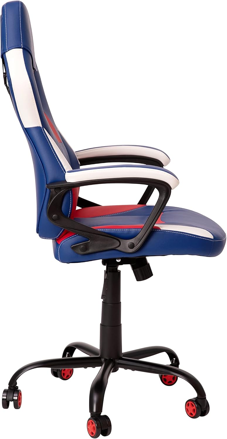 Flash Furniture Stone Ergonomic PC Office Computer Chair - Adjustable Red & Blue Designer Gaming Chair - 360° Swivel - Red Dual Wheel Casters