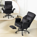 VINGLI 100-130° Reclining Tall Office Chair with Foot Rest & Adjustable Armrests, Ergonomic Criss Cross Chair with Wheels & Headrest, Comfy Wide-Seat Gamer Chair for the Heavy, Microfiber, Black