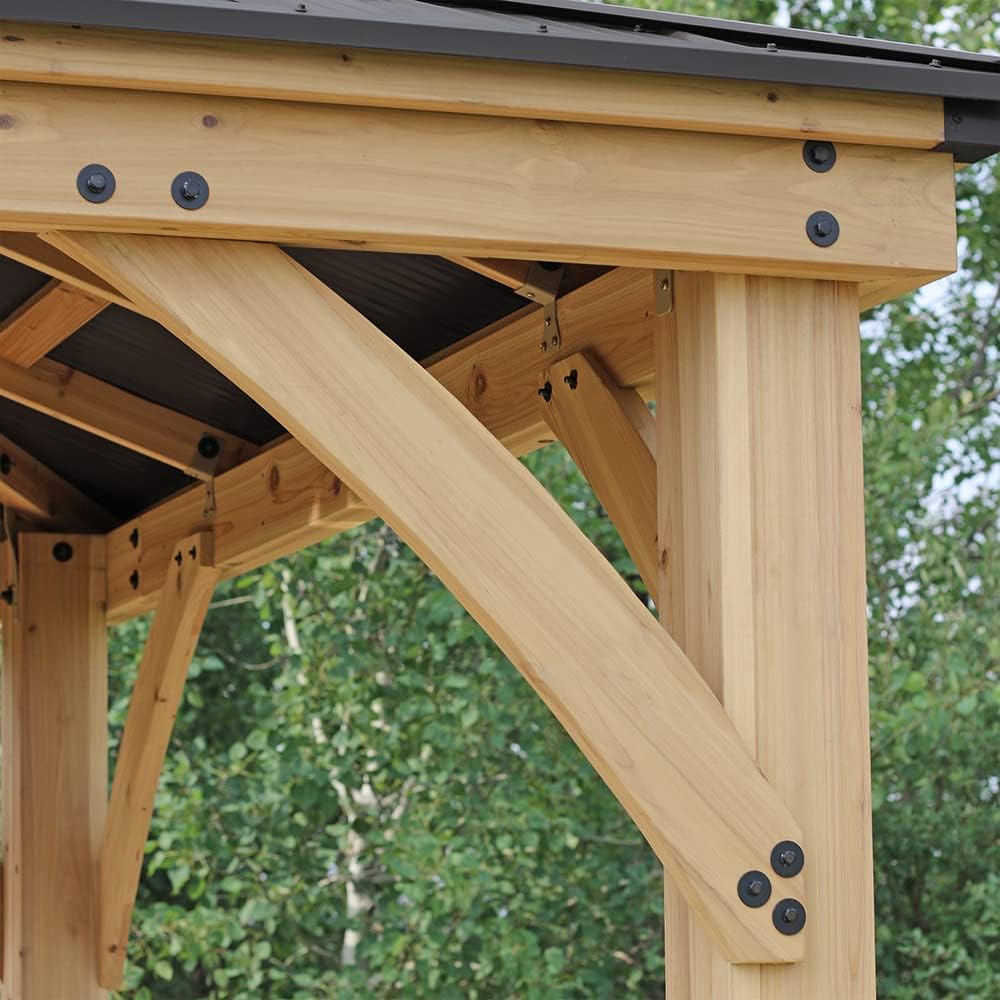 Yardistry 12 x 12 Meridian Cedar Gazebo Pavilion for Patios, Decks, Garden, Backyard, Durable, Aluminum Roof