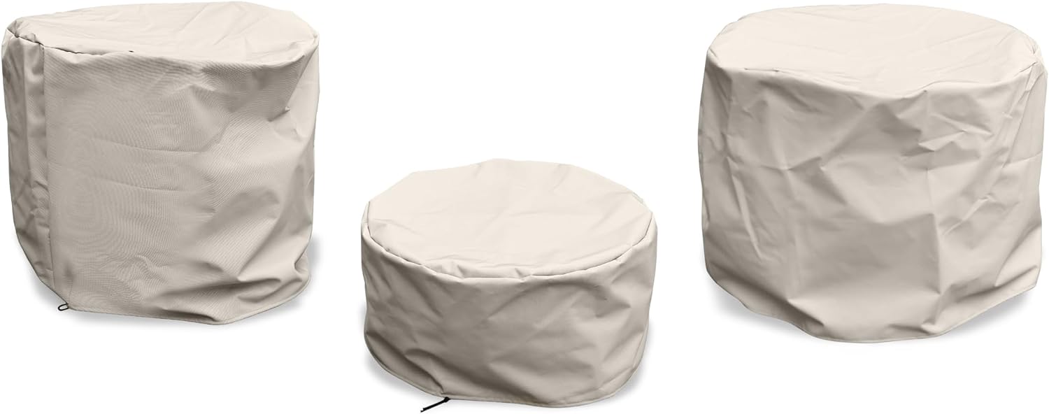 Patio Furniture Cover for 2 Chairs and Table: Waterproof, UV and Fade Resistant - All Season Outdoor Protection Cover with Cord Lock, Khaki