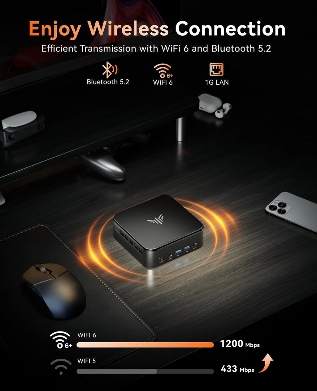KAMRUI E3B Mini PC with AMD Ryzen 5 7430U (Beat 5500U, up to 4.3GHz), 16GB DDR4 512GB M.2 SSD Mini Computer, Mini Gaming PC with USB Type-C Supports Triple 4K Display, WiFi 6, BT 5.2