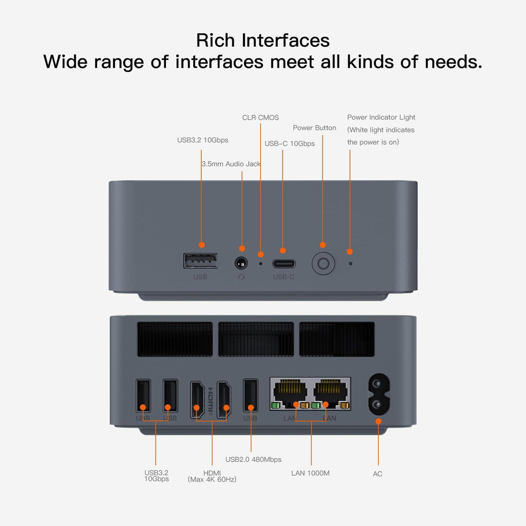 Beelink Mini PC, AMD Ryzen 5 5625U(7nm, 6C/12T) up to 4.3GHz, Mini Computer 16GB DDR4 RAM 500GB PCIe3.0 SSD, Micro PC 4K@60Hz Dual Display/Built-in PSU/WiFi6/BT5.2/Office/Home/HTPC/1000Mbps/W-11 Pro