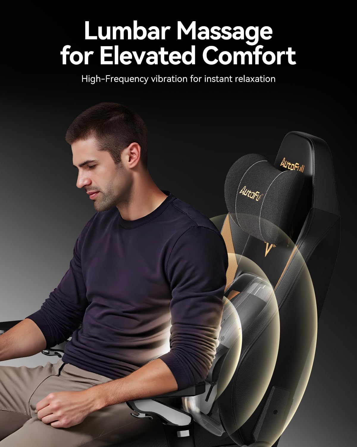 AutoFull M6 Gaming Chair, Ventilated and Heated Seat Gaming Chair with 360° Adjustable Armrest, AUTO Dynamic Tracking Lumbar Support Ergonomic Office Chair with Footrest, Black