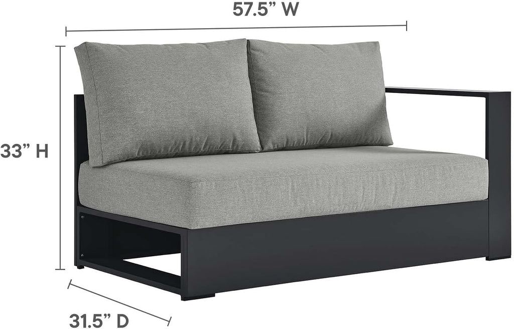 Modway Tahoe Aluminum 3-Piece Outdoor Patio Furniture Gray, Modular Sectional Sofa Set with Weather-Resistant Cushions, Ideal for Deck, Backyard Poolside