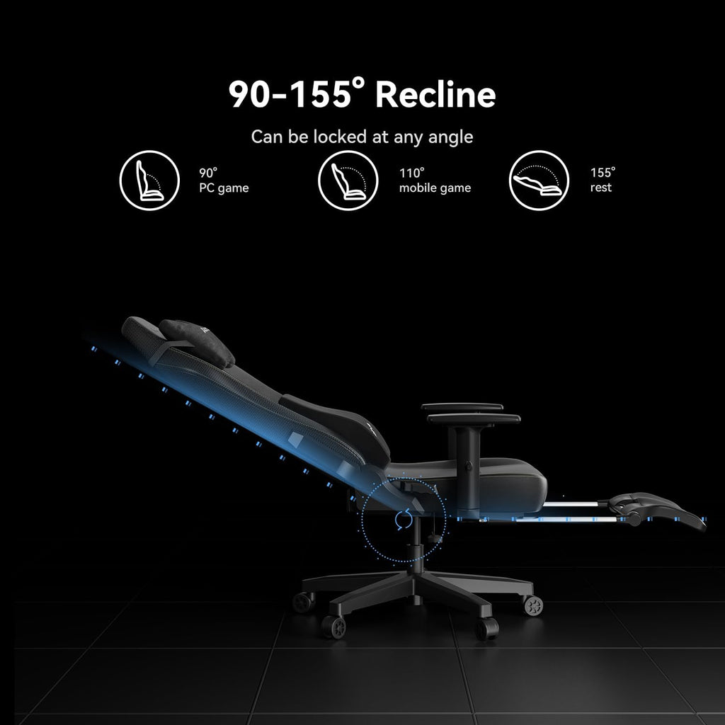 AutoFull C3 Gaming Chair, Racing Style Gaming Chair with Ergonomic Lumbar Support,Adjustable High Back Velvet Material PC Chair with Footrest,Black